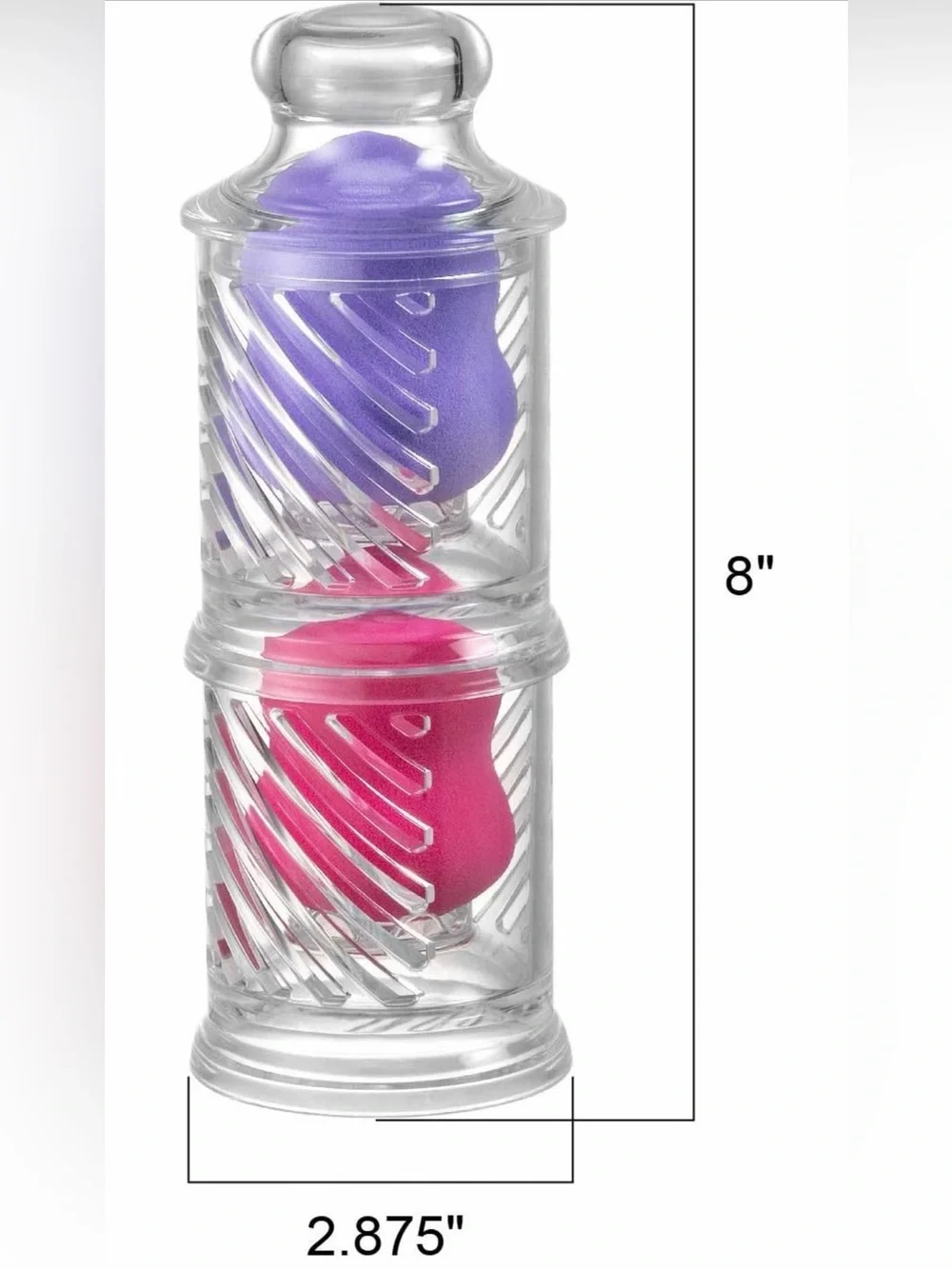 EggStack Acrylic Makeup Sponge Holder Set w/ Dust Cover 2 Stackable Clear